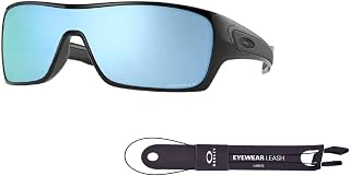 Turbine Rotor OO9307 930708 32MM Polished Black / Prizm Deep Water Polar Rectangle Sunglasses for Men + BUNDLE with Accessory Leash Kit