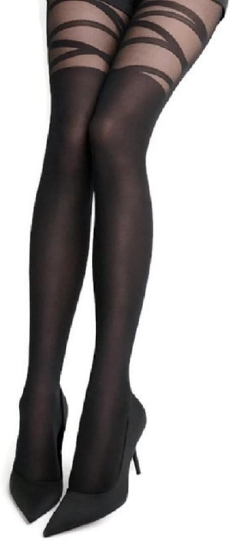 Mock Suspender Tights Over Knee Stockings Illusion Thigh High European Design
