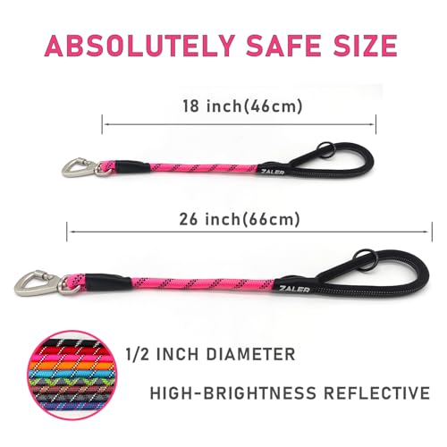 ZALER-Short-Dog-Leash-18-Inches-Rope-Traffic-Leashes-for-Dogs-Reflective-Dog-Lead-with-O-Ring-Heavy-Duty-Pet-Leash-for-Large-and-Medium-Dogs-18-Pink ZALER Short Dog Leash 18 Inches Rope Traffic Leashes for Dogs Reflective Dog Lead with O Ring Heavy Duty Pet Leash for Large and Medium Dogs 18 Pink