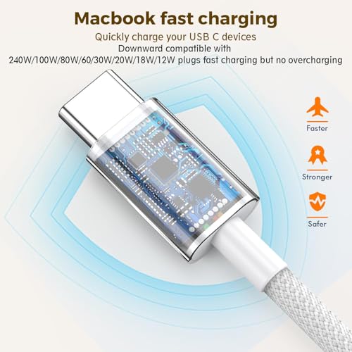 Image of Original 20W Type C 1M Nylon Braided Cable Fast PD Charging Wire Compatible With iPhone 16,16 Plus,16 Pro Max,15,15 Pro Max,15 Plus,MacBook,Buds & Other USB-C Devices Fast Data Transfer,White