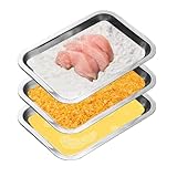 JMUSTTBO 3 Pack Stainless Steel Breading Trays Set,Breading Pans for Marinating, and Prepping Meat Chicken and Fish 10.4' x 7.7' x 1.9'