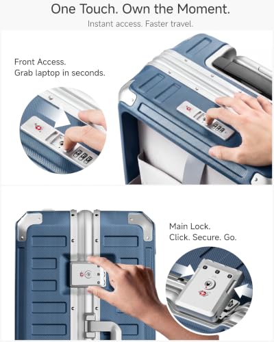 Image of LUGGEX 2PC Front Open Zipperless Luggage Set, Aluminum Frame, Ocean Blue