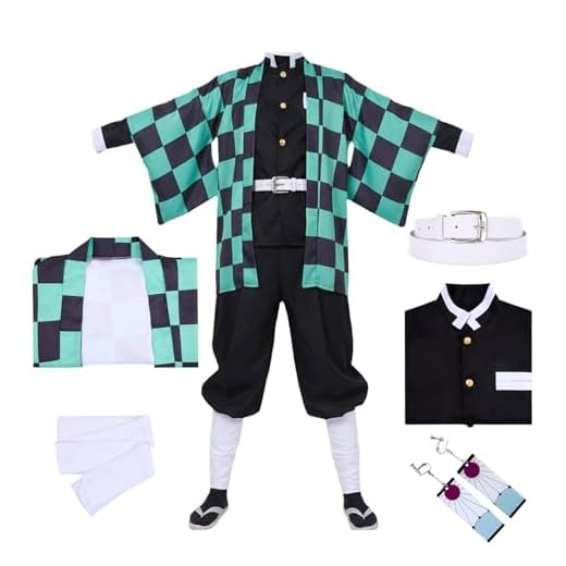 Puddry Disfraz de Demon Slayer, cosplay de Tanjiro, cosplay de anime de Halloween para niños y adultos, disfraces temáticos del Día Mundial del Libro, carnaval