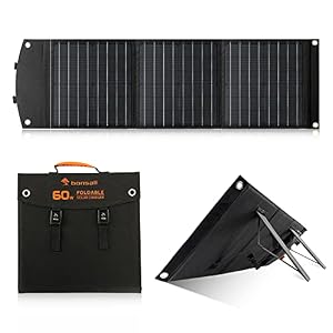 Portable Solar Panel, 60W Solar Panel with 3.0 Quick Charge USB Port & 18V Output for Outdoor RV Camping & Home Power Outage Durable Use, Connectors Included for Power Station & Power Generator