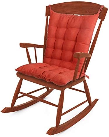 Tiita Rocking Chair Cushion Pad Seat: 17x17x3 Inch Seat Back: 21x17x3 Inch, Outdoor/Indoor Tufted Seat Cushions, Orange