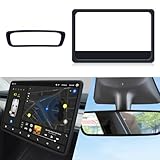 Rislobx 2Pcs Silicone Protector Frames of Screen and Rear View Mirror for Tesla Model 3/Y, Widening Screen Trim Rear View Mirror Edge Protect Frame Shatter Proof Interior Decor Protector (A Black)