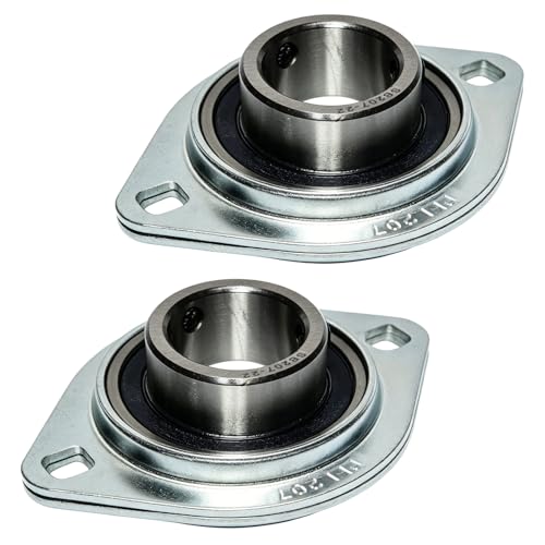 Image of 2 Pack SBPFL207-22 Pillow Block Bearings 1-3 /8 inch Bore Bearing Units Steel Flange Mounted Bearing Housing Pressed Steel Flange Bearing (SBPFL207)