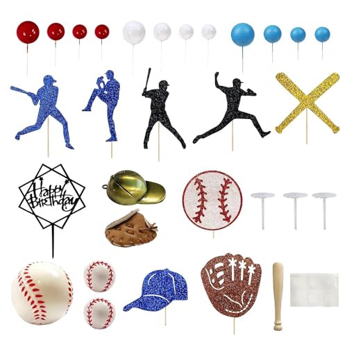 Decoración de béisbol, decoración para tarta de béisbol, para cumpleaños, de 6 x 6 x 6 cm