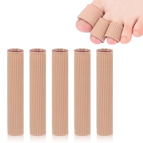 5 Piezas Protector Dedos Pie, Protector Dedos Pie de Silicona Cortables, Vendaje Tubo Protección de Dedo, Almohadillas Protección Callos, Ampollas, Durezas, Color Piel, 10 x 2 cm