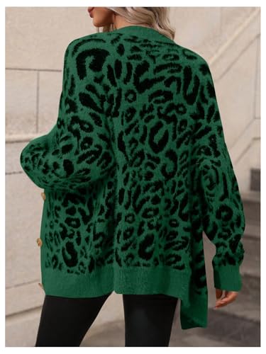 Image of SOLY HUX Women's Leopard Print Cardigan Sweaters Button Down V Neck Long Sleeve Fuzzy Cardigans