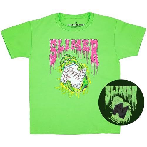 Ripple Junction Ghostbusters Glow in The Dark Kid’s Short Sleeve Youth T-Shirt Slimer Officially Licensed2