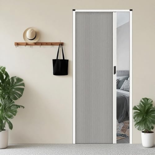 Konfigurowalne przesuwne harmonijkowe drzwi składane z aluminiową ramą i osprzętem - chowany rozdzielacz pokoju do sypialni, łazienki, patio, kuchni, kampera (szer. 36,6 cala/93 cm wys. 215 cm)