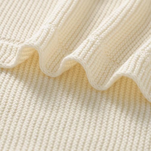 Image of Baby Blanket 30 x 40 Inch Soft Knit for Boys & Girls Cotton Nursery Swaddling Blankets Toddler Knitted Crochet Receiving Crib
