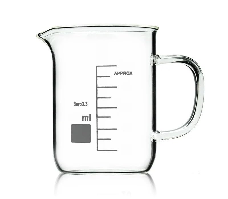 Becher in Vetro borosilicato a Forma Bassa da 2000 ml con Graduazione e beccuccio - for Applicazioni di Chimica di Laboratorio e misurazione