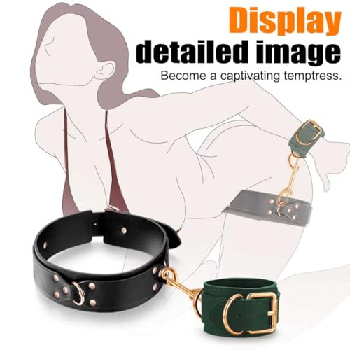 Image of BDSM Sex Bondage Restraints 10PCS Sets with Handcuffs, Thigh Cuffs, Waist Cuffs and Neck Cuffs. Adult Pleasure SM Games Sex Toys for Men Women and Couples(Green)
