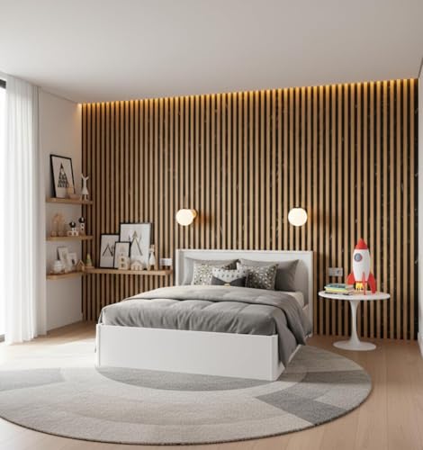 Image of Black & Gold Louver Wooden Wallpaper for Wall 45x300cm Self-Adhesive Waterproof PVC Wall Sticker for Living Room, Bedroom, TV Unit Background, Office, Hall & Home Interior Decoration
