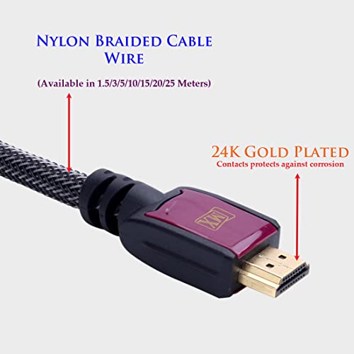 Image of MX DETACHABLE FIBER OPTIC HDMI CABLE : FOR LONG DISTANCE TRANSMISSION (4K Premium, HDMI 19 Pin Male to Male with Ethernet, Nylon Mesh, 3 METER)