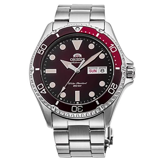 Orient Relógio masculino japonês automático/corda manual estilo mergulhador 200 M RA-AA08, Vermelho, Japonês
