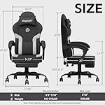 HapGIFT Computer Chair, Gaming Chairs with Footrest and Massage Lumbar Support, High Back Ergonomic Swivel Gamer Chair, Reclining Gaming Chairs with Armrests, Headrest for Adults, 300LBS (Black-Grey) - Image 3