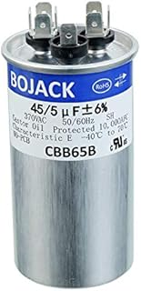BOJACK 45+5uF 45/5MFD ±6% 370V CBB65 Dual Run Circular Start Capacitor for AC Motor Run or Fan Start or Condenser Straight