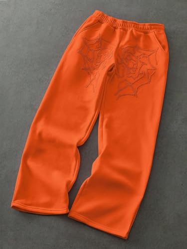 Men's Casual Joggers Sweatpants Drawstrings Front and Back Graphic Printed Loose Fit Straight Leg Pants3