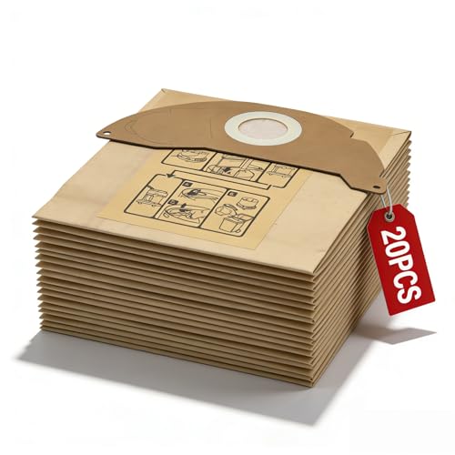 HIYOUNG 20 bolsas de aspiradora para Kärcher WD2, bolsas de filtro WD2 Premium MV2 WD 2.200 hasta WD 2.550 bolsas de papel A2004 A2054 A2099 Paperbags 6.904-322.0