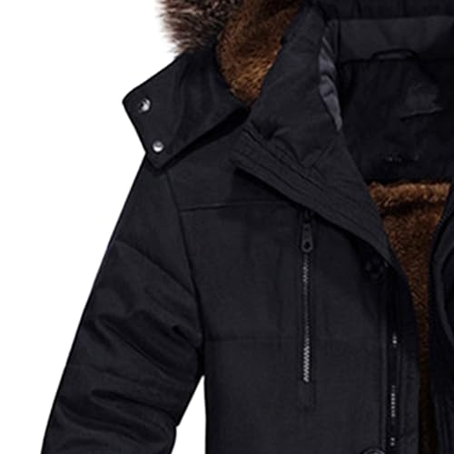 Men's Big and Tall Fur Hood Jacket Fleece Thicken Windproof Down Coat Warm Military Parka Hooded Jackets3