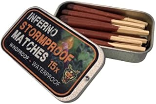 Ray North Outdoors 15 x Stormproof Matches / Waterproof & Windproof Matchsticks. Ideal for Bushcraft Survival Camping Fire Kit EDC Gear, Silver, 60x34x11