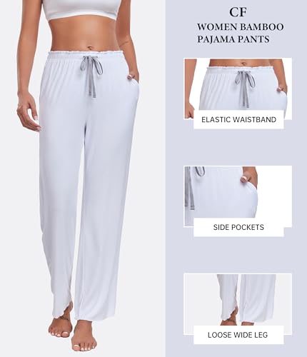 CF Women Bamboo Rayon Pajamas Pants Casual Loose Wide Leg Sleep Pants Soft Comfy Sleepwear for Lounge with Pockets3