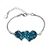 DIYthinker Structure moléculaire Illustration Bleu Chimique Double Coeurs Forme cubique Ronds chaîne Bracelet Amour Cadeaux