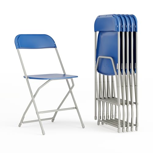 Image of Flash Furniture Hercules Series Plastic Folding Chair - Blue - 6 Pack 650LB Weight Capacity Comfortable Event Chair-Lightweight Folding Chair