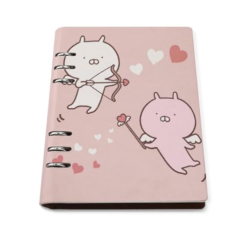 メモ帳 うさまる システム手帳 バインダーノート PUレザー ルーズリーフノート A5サイズ 6穴 90枚紙 詰め替え可能 プレゼント 贈り物