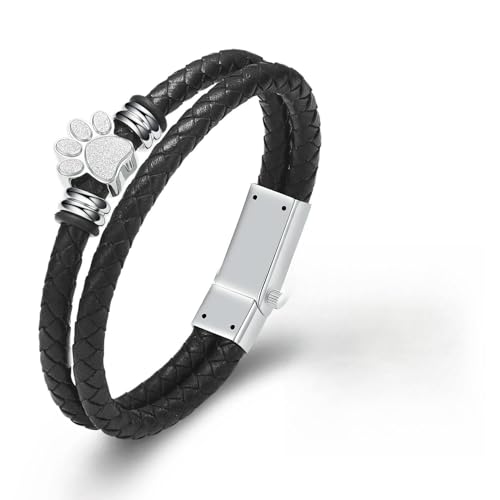 Bracelet en cuir pour cendres d'animaux : bijou souvenir personnalisé de 18cm
