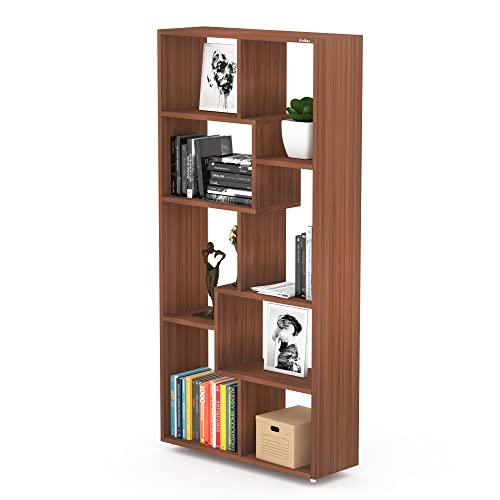 Image of Anikaa Petra Engineered Wood Bookshelf Storage /Book Cabinet /Book Rack, 6 Shelves (Walnut)