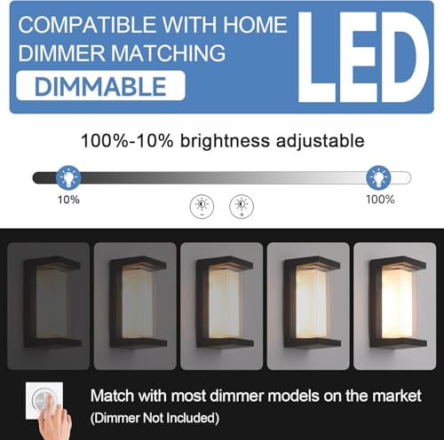 Image of Outdoor Lights for House 24W Exterior Lighting Fixtures 3-Color Adjustable 2200LM IP65 Waterproof Aluminum Exterior Wall Light Compatible with Dimmers for Patio, Yard, Back Yard 1 Pack