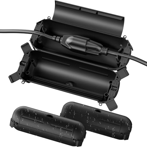 Flemoon [3 Pack] Outdoor Extension Cord Safety Cover with Waterproof Seal, Weatherproof Electrical Connection Box to Protect Outdoor Outlet, Plug, Socket, Christmas Holiday Decoration Light, Black