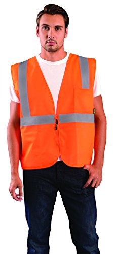 Image of OccuNomix ECO-ISZ-OXL High Visibility Value Solid Standard Zipper Safety Vest, Class 2, 100% ANSI Polyester Tricot, X-Large, Orange