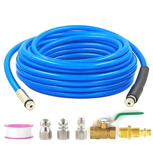 Enovorld Dryer Vent Cleaner Kit - 32ft Pressure Hose + 1/4 Air Quick Connect + 2 Jetter Nozzle for Powerful Lint Removal, Fire Hazard Reduction & Energy Savings – Ideal for Cleaning Long Dryer Ducts