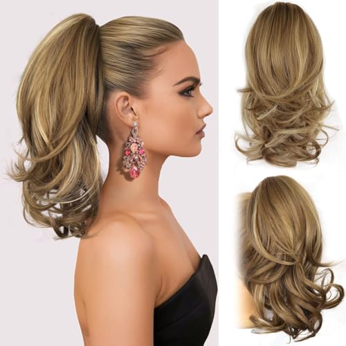 14 Inch Ponytail Extension - Wavy Pony Tails Hair Extensions, Claw Clip Ponytail Extension,...