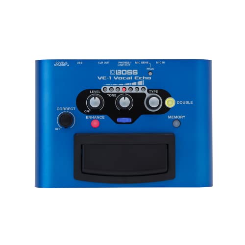 BOSS VE-1 Vocal Echo para cantantes | Controla tu sonido vocal en tiempo real | Añade ambiente natural o reverb profunda a tu voz | Siete tipos de efectos ajustables | Memoria integrada