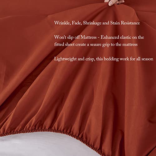 Urbonur Burnt Orange Comforter Set Queen Size 6 Piece Bed In A Bag Watercolor Abstract Marble Comforter With Sheets Set, Soft Microfiber All Season Bed Set (6-Piece, Blush/Terracotta, Queen) #TOP5