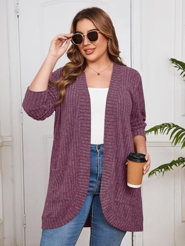 Image of BELAROI Women Plus Size Cardigan Sweater Fall Outfit