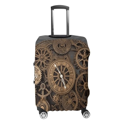 Steampunk Gears Clock Luggage Cover, Washable Elastic Suitcase Cover Protector Fit 18-32 Inch Luggage4