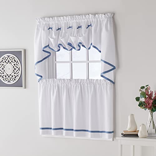 Skl Home By Saturday Knight Ltd. Kate Tier Curtain Pair, Blue, 57 Inches X 24 Inches #TOP4