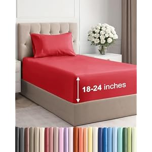 Extra Deep Twin Sheet Set - 3 Piece Breathable & Cooling Bed Sheets - Red | Easily Fits 18 to 24 inch Mattress - Ultra Soft, Wrinkle & Fade Free with Extra Deep Pockets - Comfy Hotel Luxury