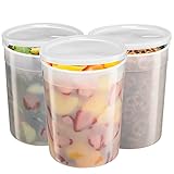 GUSTO, [6 Sets -128 oz. Disposable Plastic Food Storage Deli Containers with Lids, Ice Cream Bucket & Soup Pail - (Formerly Comfy Package)