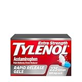Tylenol Rapid Release Extra Strength Gelcaps, Acetaminophen 500 mg per Gel, Laser Drilled Holes Allow Fast, Strong Pain Relief, Fever Reducer, Gentle on Stomach, 225 Count Value Size