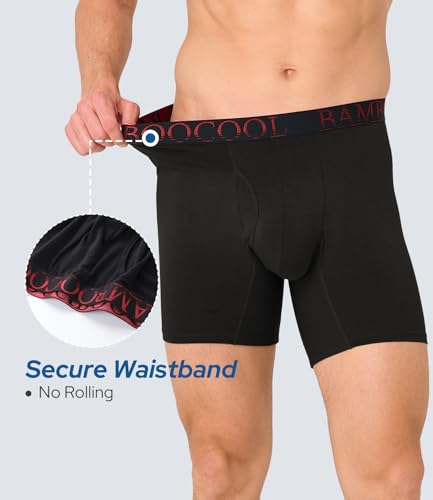 Image of BAMBOO COOL Men's Underwear Boxer Briefs Fly with Built-in 3D Pouch Comfortable Cool Underwear for Men 4 Pack
