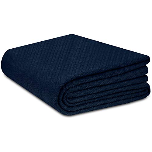 COTTON CRAFT - 100% Soft Premium Cotton Thermal Blanket - Twin Navy