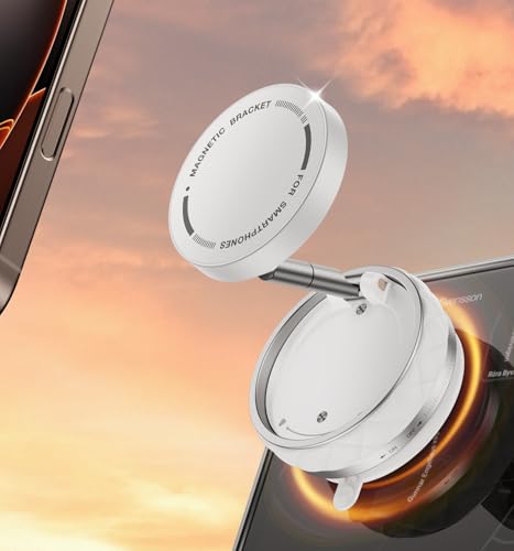ibnsdoy Vacuum Magnetic Car Phone Holder: for Magsafe Magnetic Suction Cup Phone Mount Holder 360° Cell Phone Holder for Car/Gym/Mirror Compatible with iPhone 16/15/14/13/12 Pro Max (White)